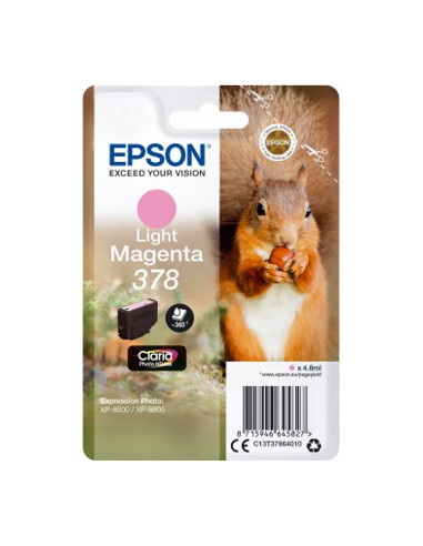 Cartucho tinta epson c13t37864010 singlepack light magenta 378 claria photo hd ink xp - 8500 ardilla