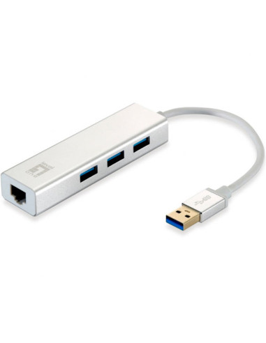 Adaptador usb 3.0 level one a gigabit ethernet rj45 + hub 3.0 3 puertos