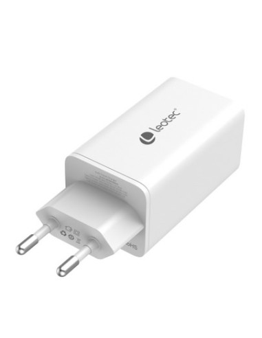 Cargador de pared leotec 65w carga rapida 2 usb tipo - c pd 1 usb - a blanco