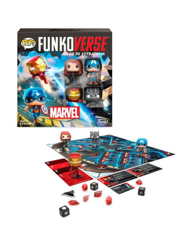 Juego de mesa funkoverse marvel edicion 100 capitan america iron man viuda negra & pantera negra 57518