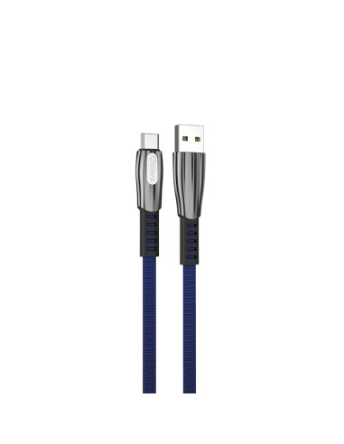 Cable qcharx florence usb a tipo c  3a - 1 m - zinc azul cordón plano premium