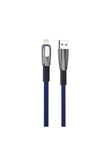 Cable qcharx florence usb a lightning 3a - 1 m - zinc azul cordón plano premium