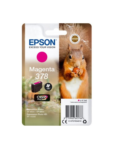 Cartucho tinta epson c13t37834010 singlepack magenta 378 claria photo hd ink xp - 8500 ardilla