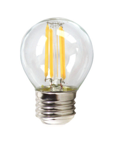 Bombilla led silver electronic filamento transparente esferica 4w60w -  e27 -  3000k luz calida -  a++