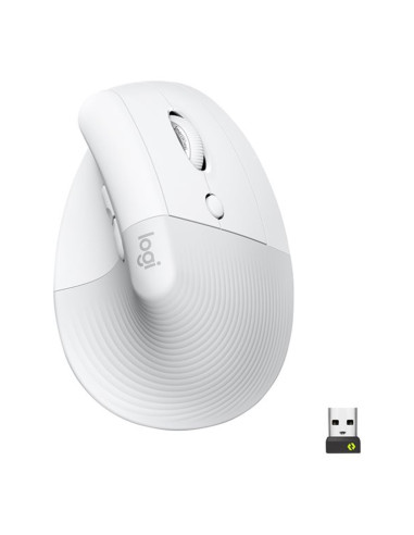 Mouse raton vertical logitech lift for business 6 botones 4000 dpi wireless inalambrico blanco hueso