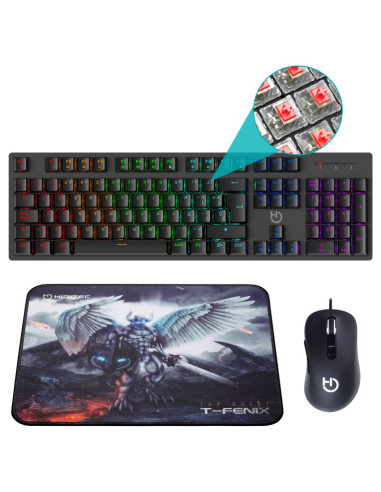 Pack hiditec teclado gaming gk400+raton blitz + alfombrilla t - fenix m