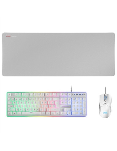 Kit teclado + raton mars gaming mcpx rgb blanco + alfombrilla