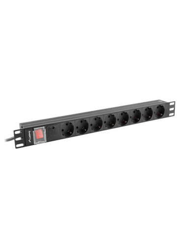 Regleta lanberg 1u 16a rack 19 8x schuko negro 2m