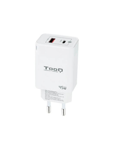 Cargador de pared tooq doble usb - c + usb a blanco 45w