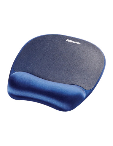 Alfombrilla con reposamuñecas fellowes memory foam azul