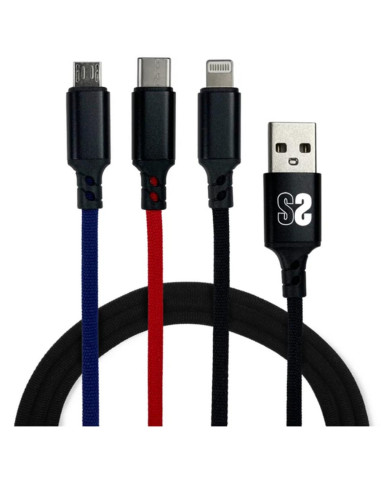 Cable usb tipo a subblim premium 3 en 1 micro usb - usb tipo c - lightning