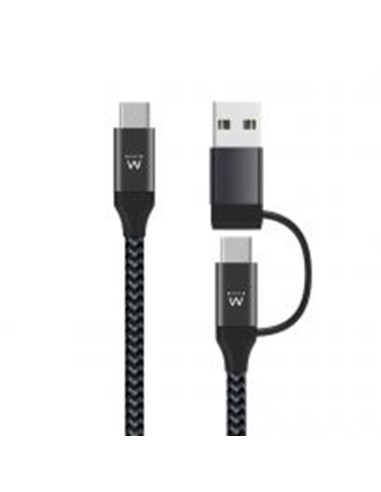 Cable usb ewent usb tipo c a usb tipo c - tipo a macho - macho 1m