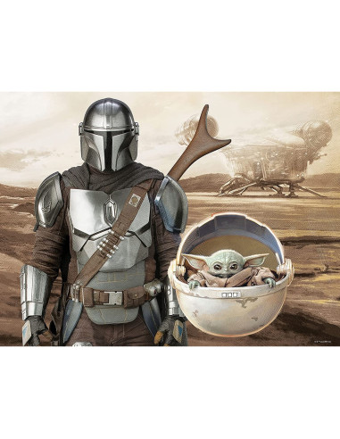 Puzle lenticular prime 3d 500 piezas the mandalorian el mandaloriano mando & grogu en capsula