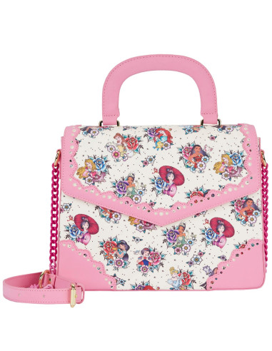 Bolso loungefly disney princesas tatuajes aop cross body bag