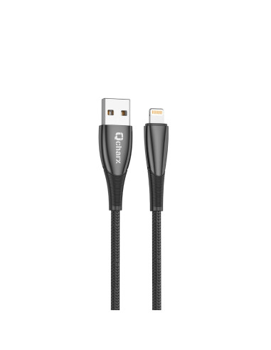 Cable qcharx berlin usb a lightning 3a - 1 m - zinc negro cordon grueso tacto suave