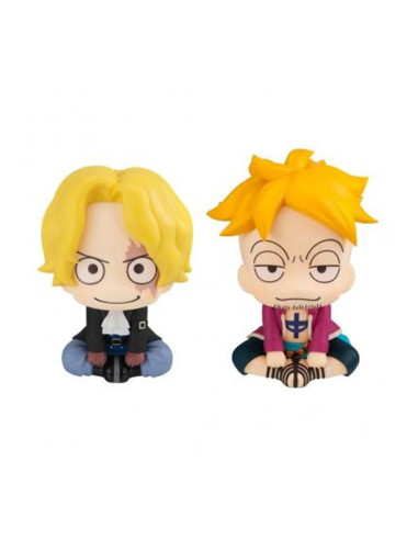 Figura megahouse look up one piece sabo & marco con regalos sorpresa