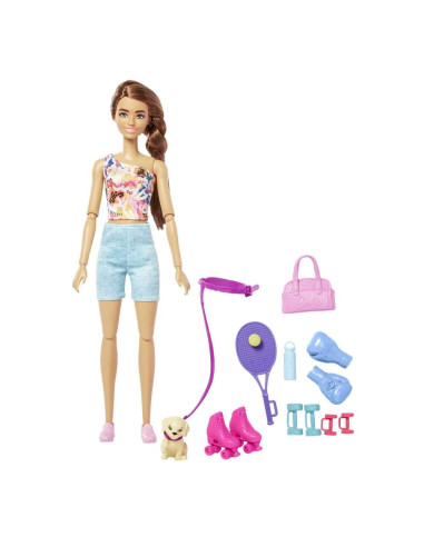 Muñeca barbie mattel conjunto entrenamiento y cachorrito