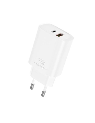 Cargador qcharx eros 3a 33w 1 x usb tipo a - 1 x usb tipo c blanco