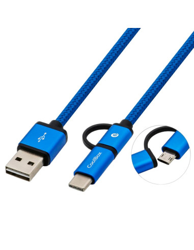 Cable multi usb 2.0 coolbox carga mas datos micro usb usb tipo c usb tipo a 1m