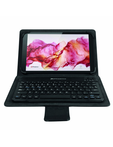 Funda slim phoenix para tablet hasta 10 pulgadas universal teclado bluetooth negra