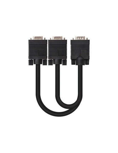 Cable nanocable bifurcador svga hdb15 - m - 2xhdb15 - h negro 45 cm