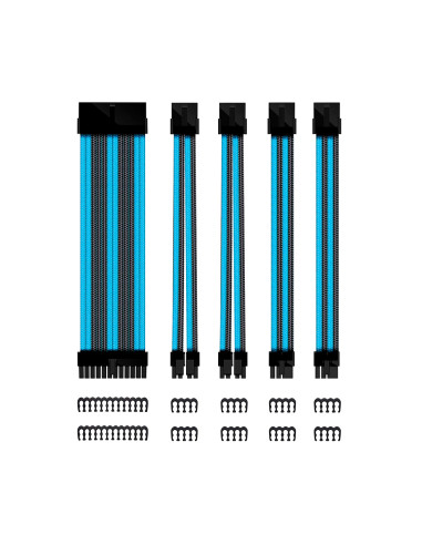 Kit de extension phoenix cables fuente de alimentacion 30cm 24 pines - 4 + 4 pines - 6 + 2 pines negro y azul