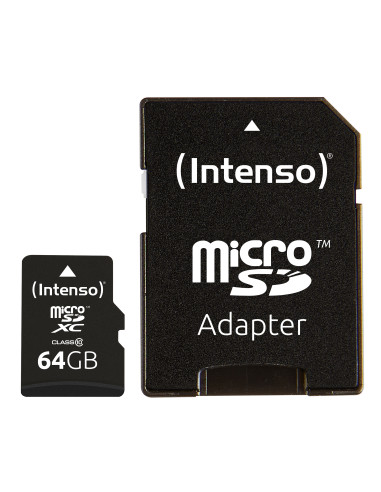 Tarjeta micro sd intenso 64gb cl10 + adaptador sd