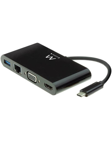 Cable adaptador ewent usb tipo c a hdmi + vga + ethernet + hub usb