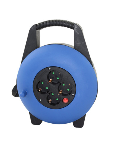 Regleta alargadera enrollacables 4 tomas -  15m -  16a -  250v -  3x1.5mm -  color azul