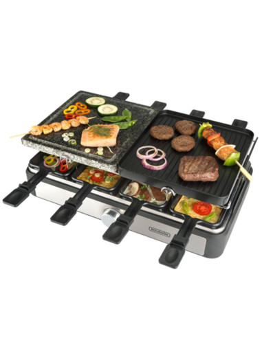 Plancha de asar bourgini gourmette raclette grill 1300w plus 8 personas