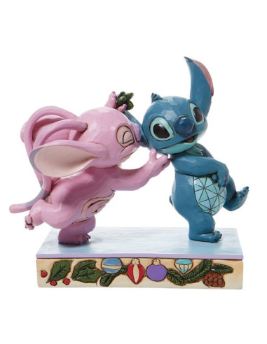 Figura enesco disney lilo & stitch stitch y angel con muérdago