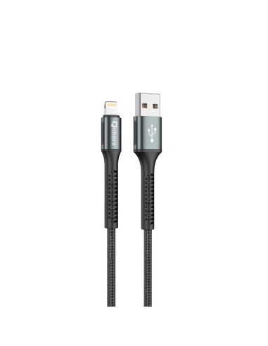 Cable qcharx prague usb a lightning 3a - 1 m - aleación de aluminio negro cordón de tela suave