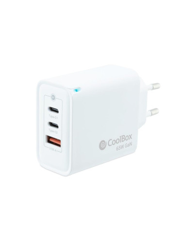 Cargador usb de pared coolbox 65w 2 x usb tipo c - usb tipo a