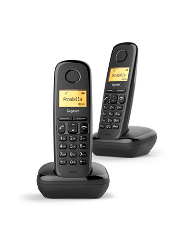 Telefono fijo inalambrico gigaset a170 duo negro 50 numeros agenda -  10 tonos