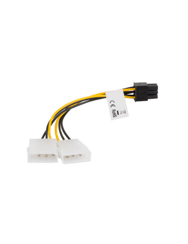 Cable lanberg alimentacion molex 2x macho a hembra btx 6 pin psu 15 cm