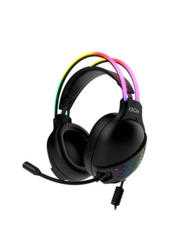 Auriculares micro krom klaim diadema -  usb 2xjack 3.5mm -  rgb