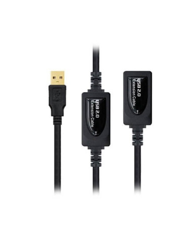 Cable usb tipo a 2.0 a usb tipo a nanocable+amplificador 10m negro -  macho - hembra