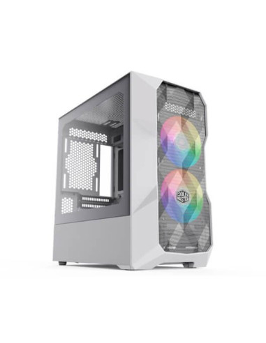 Caja ordenador gaming micro atx coolermaster td300 mesh blanca cristal templado -  2 x 120mm argb frontal -  1 x 120mm trasero 