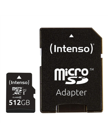 Tarjeta micro sd intenso 512gb premium uhs - i cl10 + adaptador sd