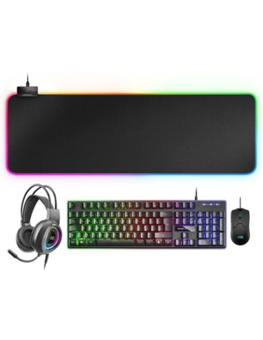 Kit teclado + mouse raton mars gaming mcpex  + auriculares + alfombrilla