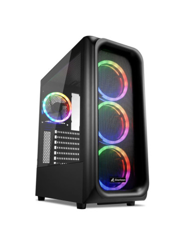 Caja ordenador gaming sharkoon tk5m atx 2 x usb 3.2 1 x usb tipo c 4 x 120mm rgb negro