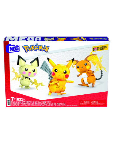 Figura mattel mega construx pokemon 3 pokemon pichu - pikachu y raichu