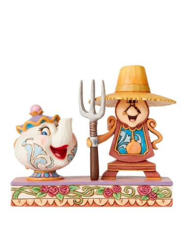 Figura enesco disney din don y la señora potts (cogsworth and mrs potts)