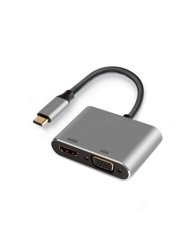 Adaptador ewent usb tipo c a hdmi 4k  y vga 15cm - macho -  hembra