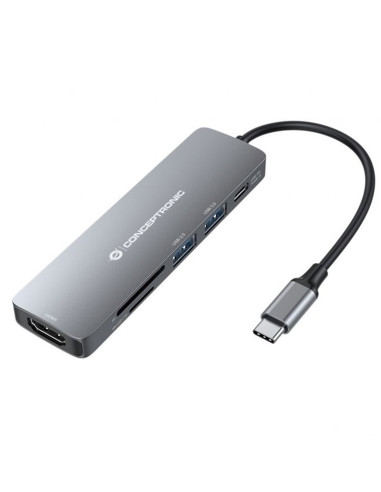 Adaptador usb - c 6en1 conceptronic donn11 -  hdmi usb 3.0 - lector sd