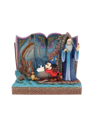 Figura decorativa enesco disney mickey mouse libro de cuentos del brujo mickey