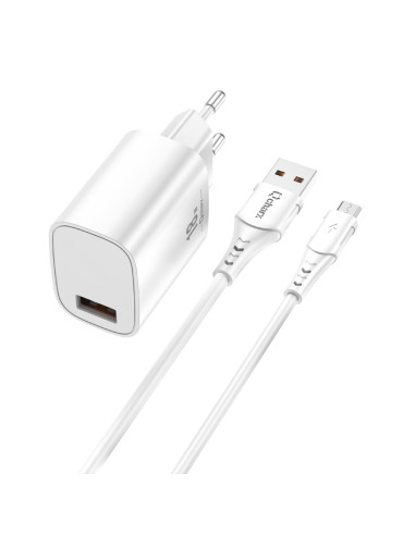 Kit cargador qcharx artemisia 3a 18w + cable usb a micro blanco