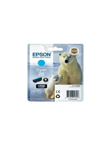 Cartucho tinta epson t261240 cyan 26 xp - 600 - 605 - 700 - 800 -  oso polar