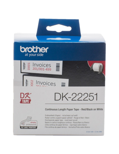 Etiquetas cinta continua brother dk22251 negro -  rojo 62mm 15.24m