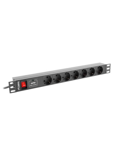 Regleta lanberg 1u 16a rack 19 7x socket negro 2m